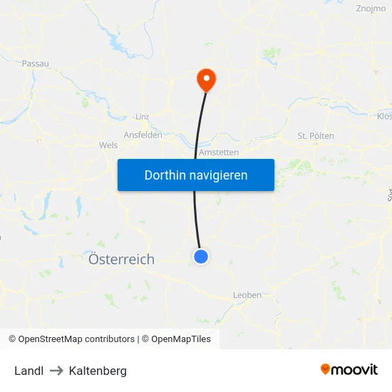 Landl to Kaltenberg map
