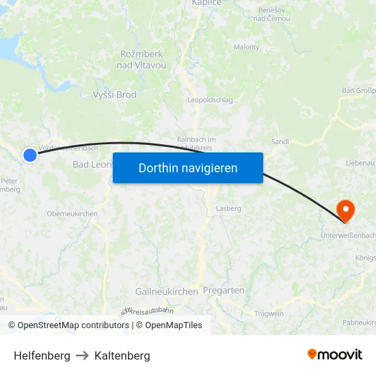 Helfenberg to Kaltenberg map