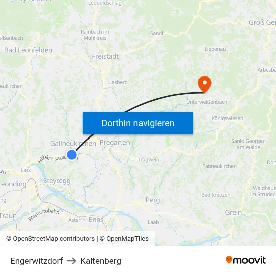 Engerwitzdorf to Kaltenberg map