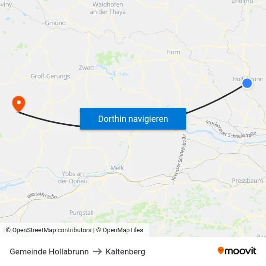Gemeinde Hollabrunn to Kaltenberg map