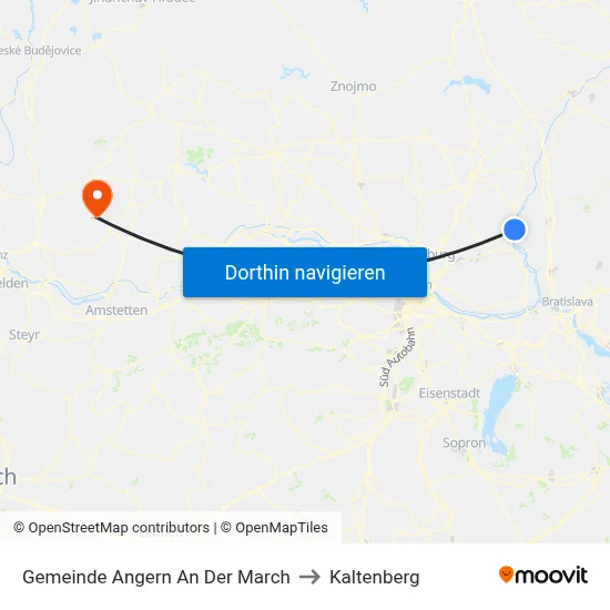Gemeinde Angern An Der March to Kaltenberg map