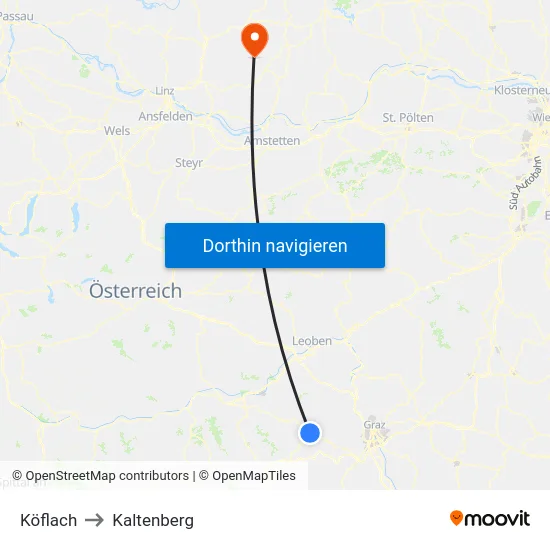 Köflach to Kaltenberg map