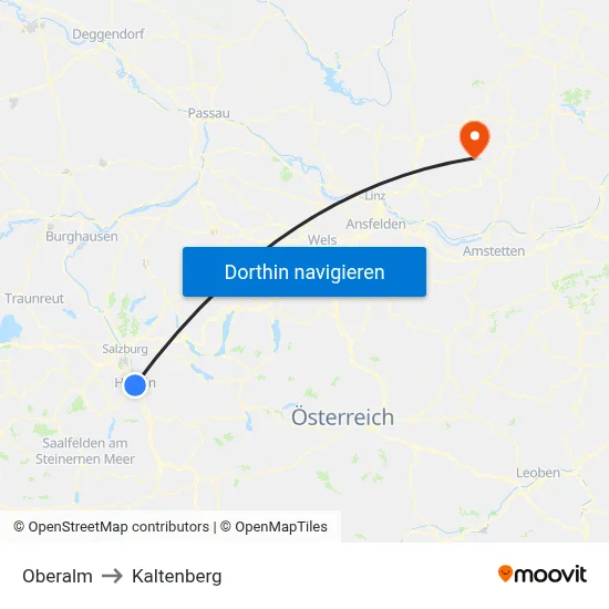 Oberalm to Kaltenberg map