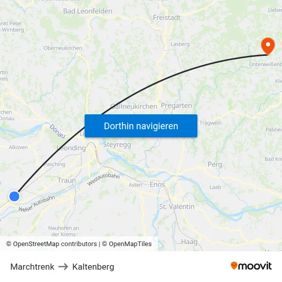 Marchtrenk to Kaltenberg map