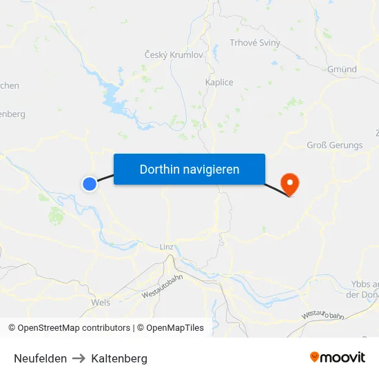 Neufelden to Kaltenberg map