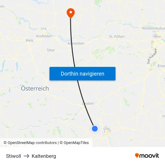 Stiwoll to Kaltenberg map