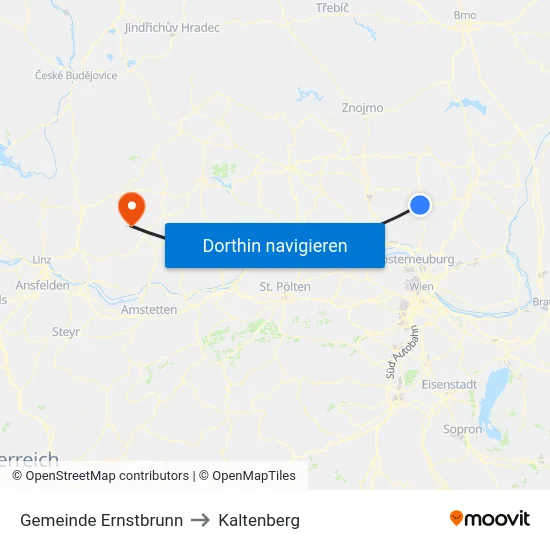 Gemeinde Ernstbrunn to Kaltenberg map