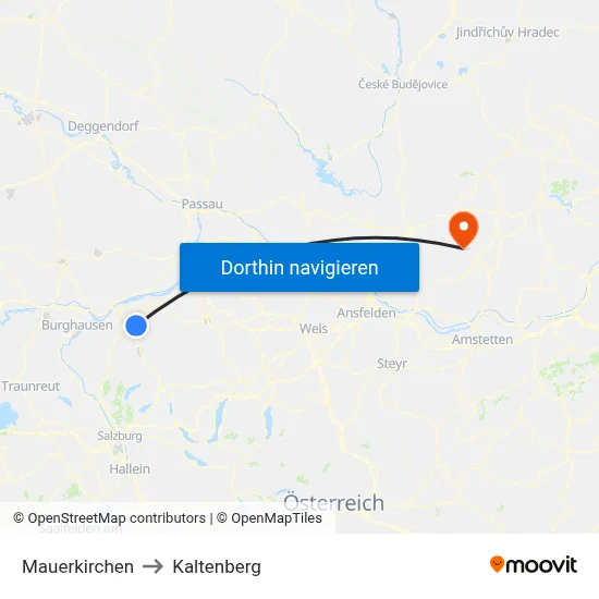 Mauerkirchen to Kaltenberg map