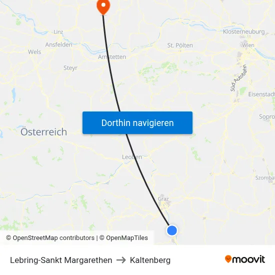 Lebring-Sankt Margarethen to Kaltenberg map