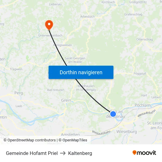 Gemeinde Hofamt Priel to Kaltenberg map