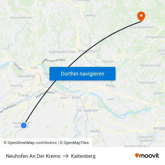 Neuhofen An Der Krems to Kaltenberg map