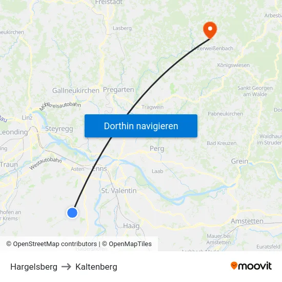 Hargelsberg to Kaltenberg map