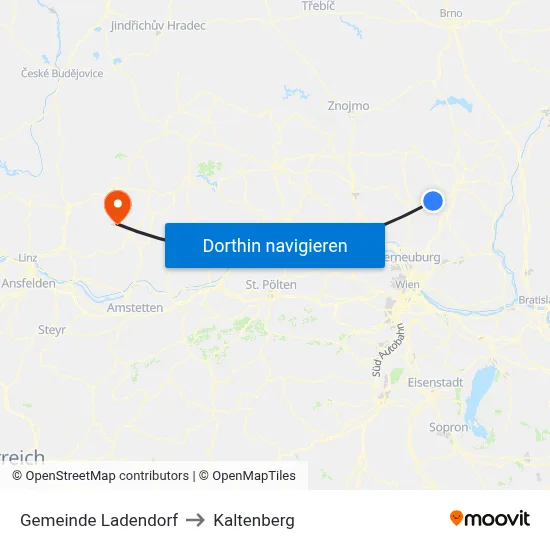 Gemeinde Ladendorf to Kaltenberg map