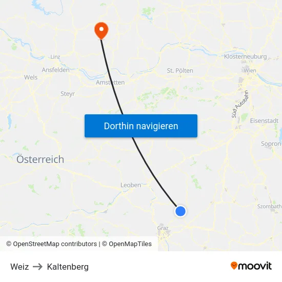 Weiz to Kaltenberg map