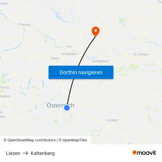 Liezen to Kaltenberg map