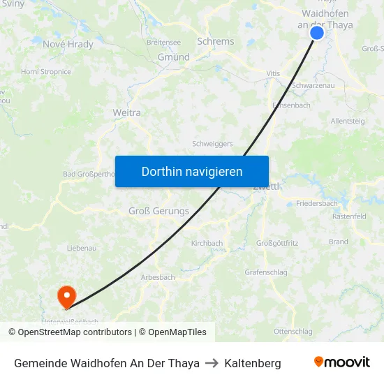 Gemeinde Waidhofen An Der Thaya to Kaltenberg map