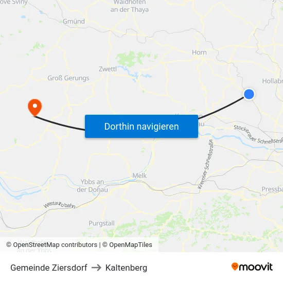 Gemeinde Ziersdorf to Kaltenberg map