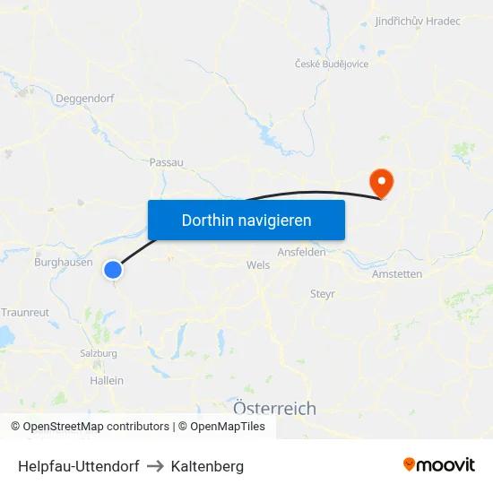 Helpfau-Uttendorf to Kaltenberg map