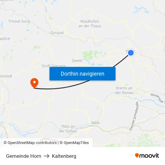 Gemeinde Horn to Kaltenberg map