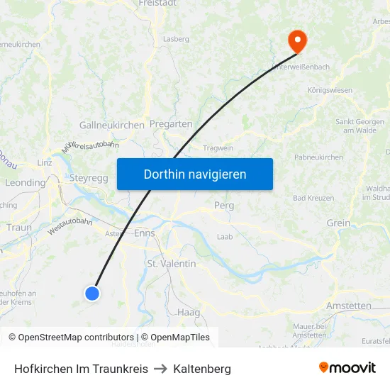 Hofkirchen Im Traunkreis to Kaltenberg map