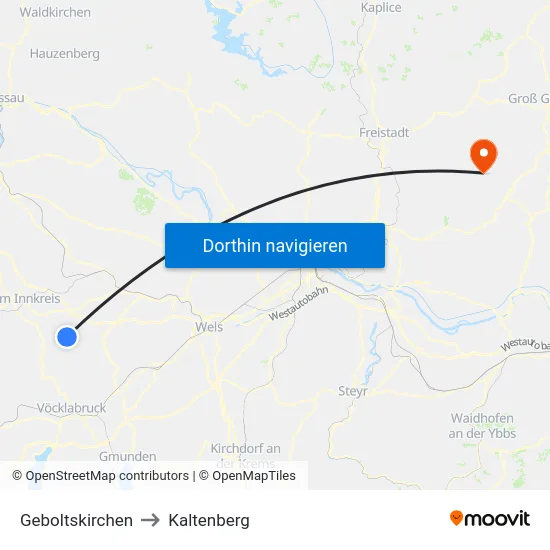 Geboltskirchen to Kaltenberg map