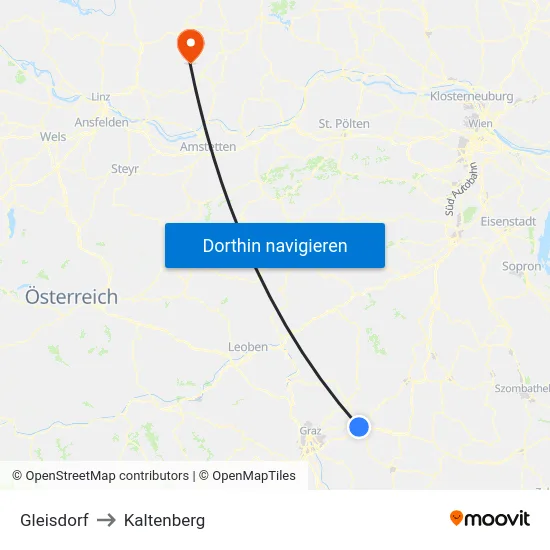 Gleisdorf to Kaltenberg map