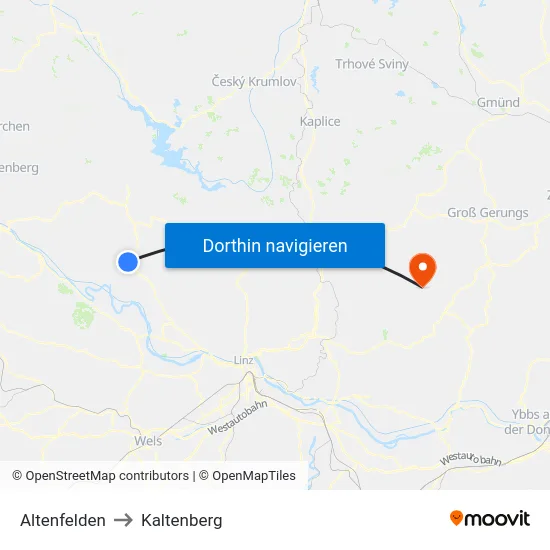 Altenfelden to Kaltenberg map