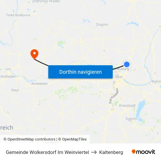 Gemeinde Wolkersdorf Im Weinviertel to Kaltenberg map