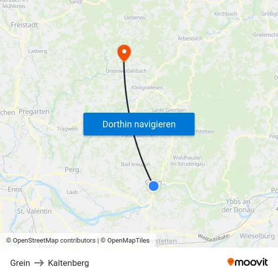 Grein to Kaltenberg map