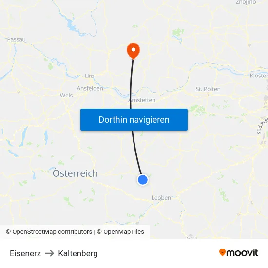 Eisenerz to Kaltenberg map