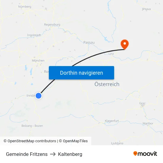 Gemeinde Fritzens to Kaltenberg map