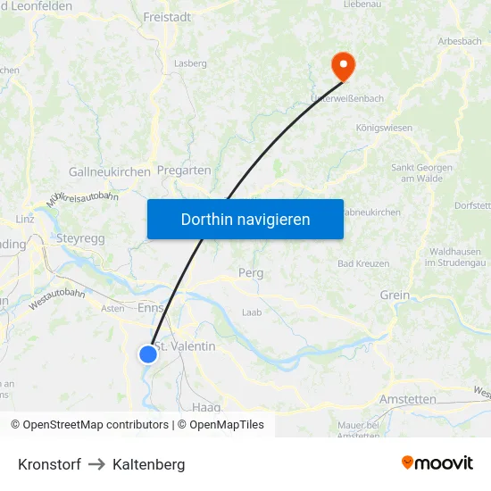 Kronstorf to Kaltenberg map
