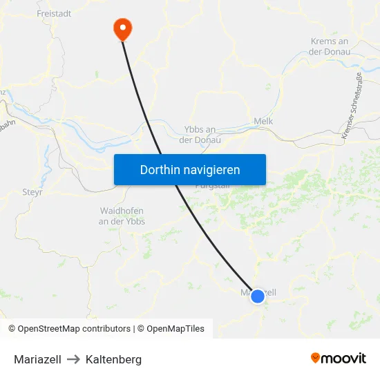 Mariazell to Kaltenberg map