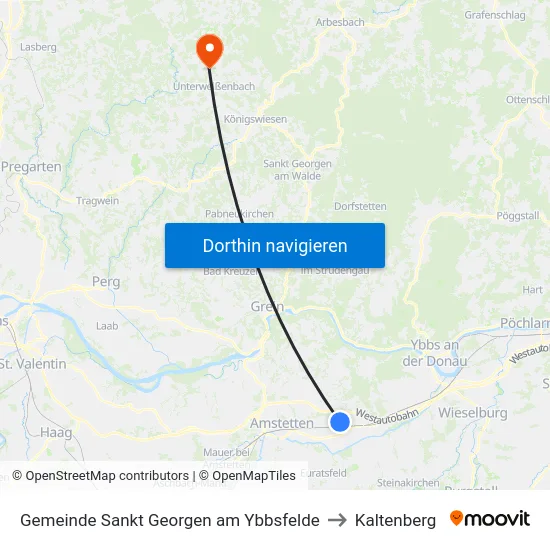 Gemeinde Sankt Georgen am Ybbsfelde to Kaltenberg map