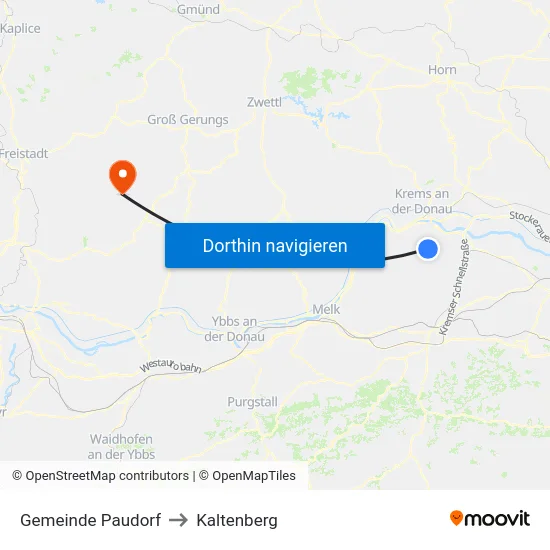 Gemeinde Paudorf to Kaltenberg map