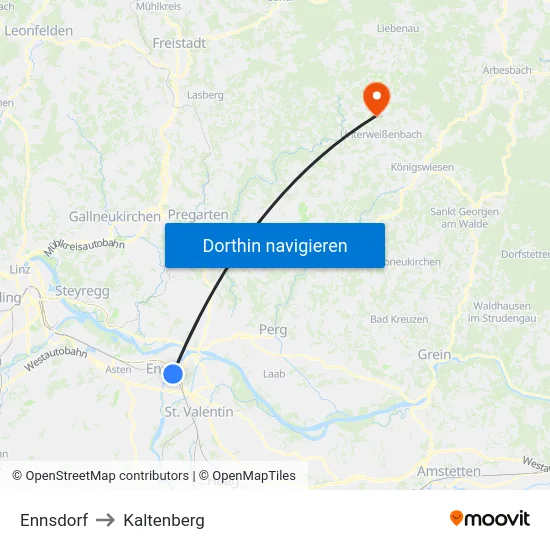 Ennsdorf to Kaltenberg map