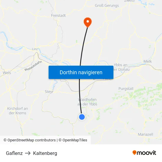 Gaflenz to Kaltenberg map