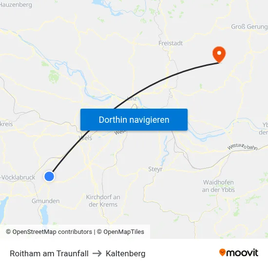 Roitham am Traunfall to Kaltenberg map