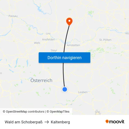 Wald am Schoberpaß to Kaltenberg map
