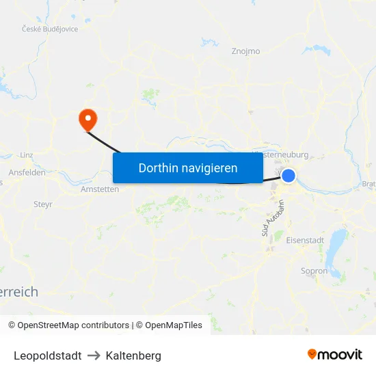 Leopoldstadt to Kaltenberg map