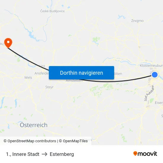 1., Innere Stadt to Esternberg map