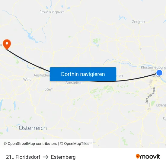 21., Floridsdorf to Esternberg map