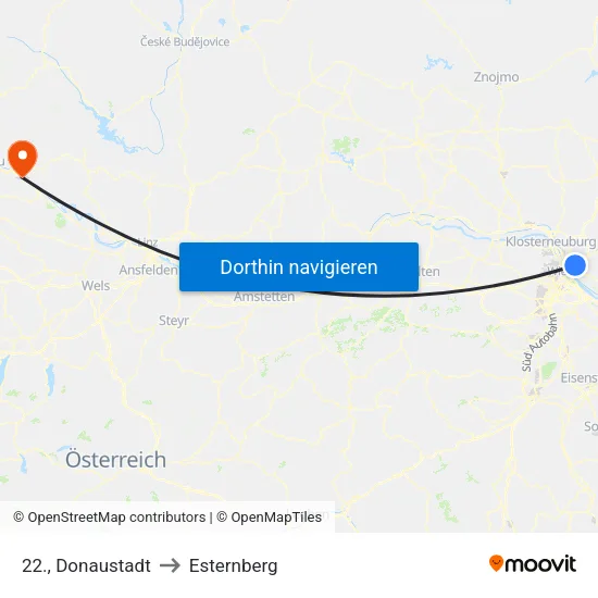 22., Donaustadt to Esternberg map
