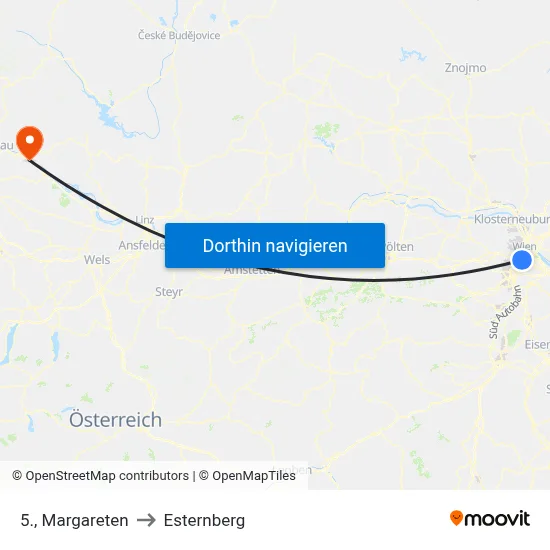 5., Margareten to Esternberg map