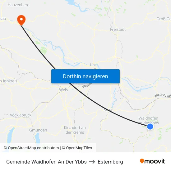 Gemeinde Waidhofen An Der Ybbs to Esternberg map
