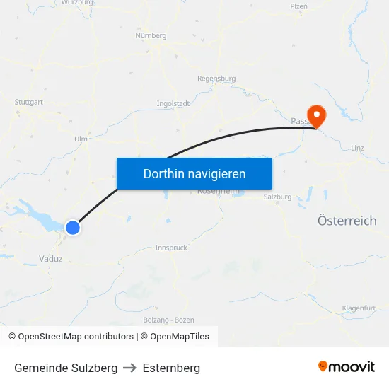 Gemeinde Sulzberg to Esternberg map