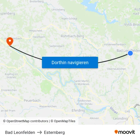 Bad Leonfelden to Esternberg map