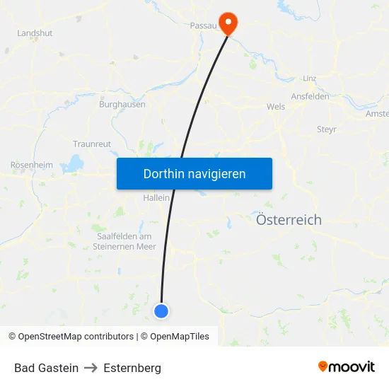 Bad Gastein to Esternberg map