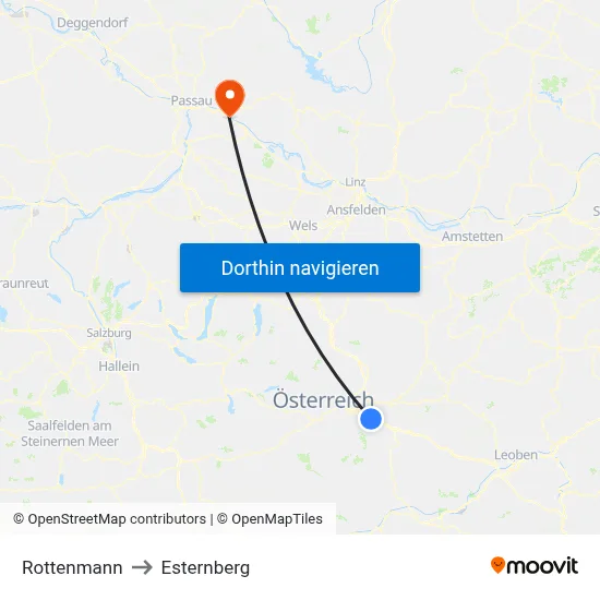 Rottenmann to Esternberg map