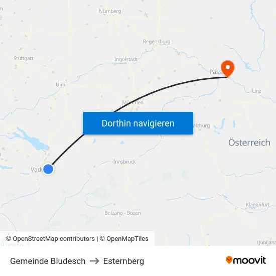 Gemeinde Bludesch to Esternberg map